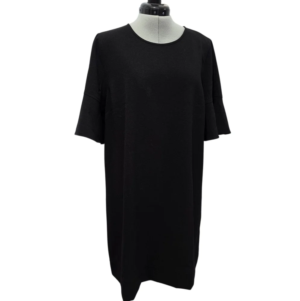 Madewell Flutter-Sleeve Mini Dress True Black Sz L - Picture 4 of 14